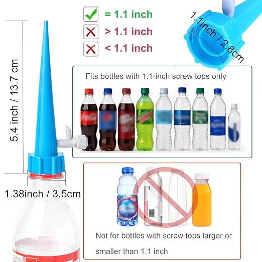 10 Pack Automatic Plant Watering Spikes – ExtraLong & Leakproof Spikes, Adjustable Flow Self Watering Spikes for Indoor Outdoor Plants, Fits Standard 1.1in Bottle Mouth, Vacation Drip Irrigation