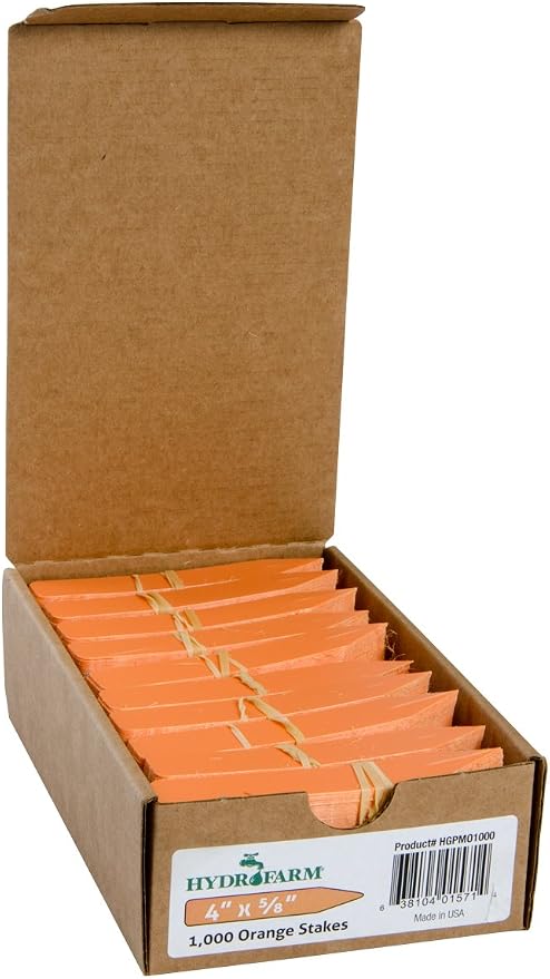 Hydrofarm Macore Co HGPMO1000 Plant Stake Labels, 4 x 5/8", Orange