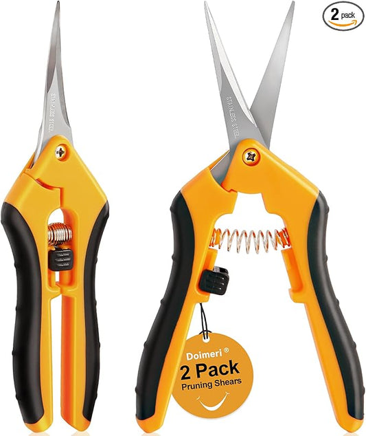 2 Pack Pruning Shears, 6.5” Gardening Scissors with Sharp Stainless Steel Blades and Comfort Grip, Perfect for Fine Pruning, Plants/Bonsai Clipping, Ideal Gift for Plant Lovers