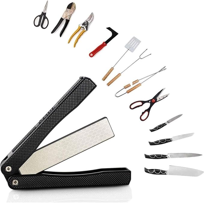 5" Diamond Pocket Sharpener Folding Knife Garden Tools Sharpening 400/600 Grit Double Sided