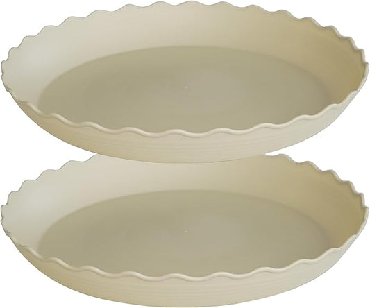 2 Pack of 16 inch Plant Saucer Plant Tray, Plastic Plant Saucer, Heavy Duty Plant Tray for Pots, Plant Saucers for Indoors Planter, Garden Water Plate Bowls for Gallon Grow Bags (Beige)