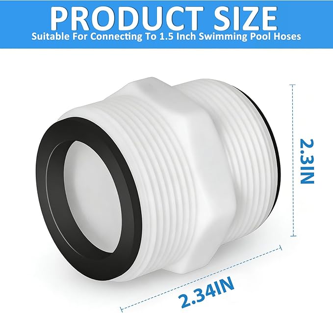 1.5" Pool Pump Hose for Intex Sand Filter Pumps & Saltwater Systems 29060E Pool Filter Hose for Intex & Coleman Above Ground Pools Parts 59" Long replacement hoses with 4 Washers, 2 Pack (4)