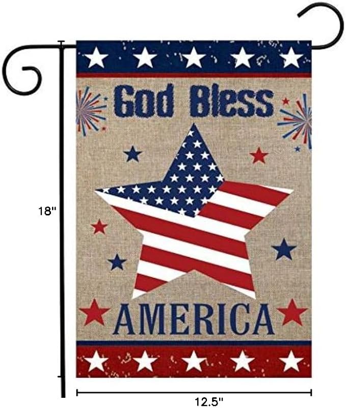 Briarwood Lane God Bless America Star Burlap Garden Flag