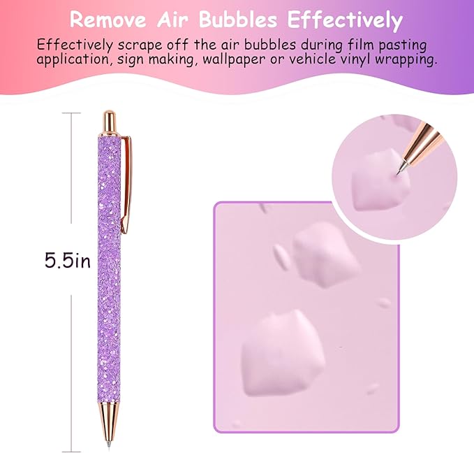 TECKWRAP Pin Pen Tool for Vinyl DIY Craft Project, Air Release Vinyl Pen for Easy Installation and Weeding (Glitter Purple)