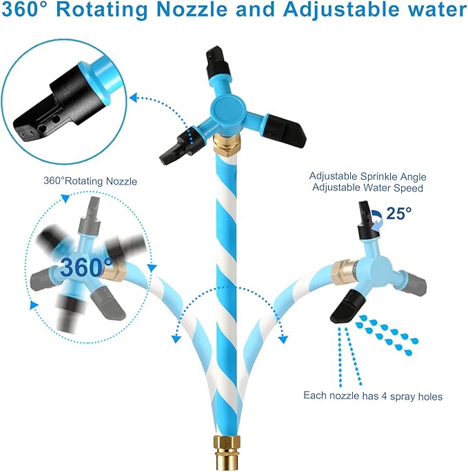 Vantic Trampoline Sprinkler, Net Friendly Water Sprinkler for Kids, 360° Rotating Sprinkler for Trampoline, 5 Minutes Quick Setup Trampoline Accessories (Blue)