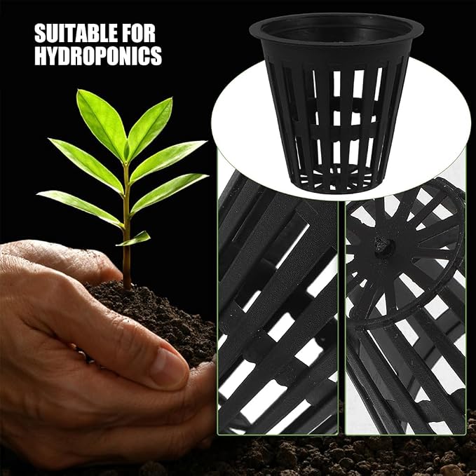 Toddmomy Hydroponic Grow Baskets 5-Pack 2.16X1.96X1.18In Slotted Mesh Net Cups for Seed Starting Root Aeration Indoor Outdoor Hydroponics Aquaponics Vegetable Orchid Plant Containers