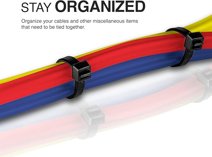 TR Industrial Multi-Purpose UV Resistant Black Cable Ties, 14 inches, 100 Pack