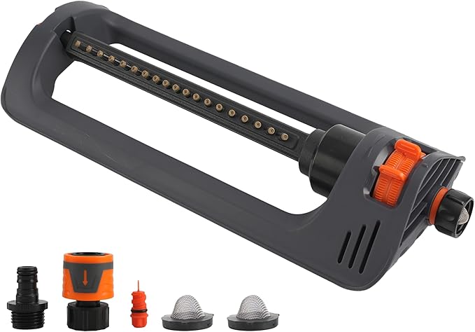 BIGWAVE Turbo Oscillating Water Sprinkler for Yard Covers up to 3,600 sq.ft,19 Nozzles Adjustable Range for Lawn, Garden, Quick Connect Bundle Included, Built-in Spray Jet Cleaning Needle