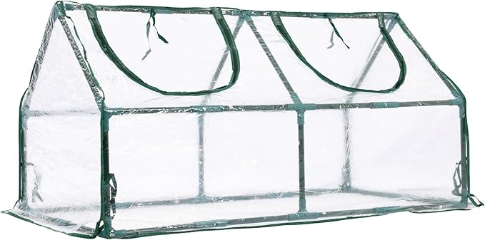 BPS 6x3x3 ft Mini Greenhouse with Transparent PVC Cover UV-Protected Roll-Up Zipper Windows, Ideal for Indoor or Outdoor Use on Raised Garden Beds