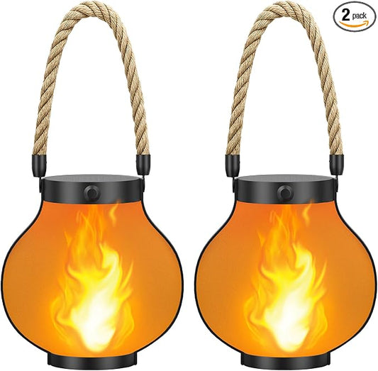 Hompavo Larger Gen2 Solar Lanterns Outdoor, Dual Charging (USB/Solar) & 2-Mode - Waterproof Decorative Hanging/Table Lights for Yard Patio Garden Halloween Christmas Decor, Birthday Gifts for Women, 2