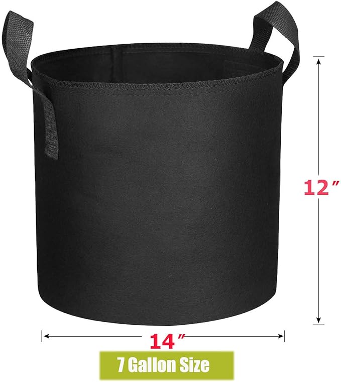 Cavisoo 10-Pack 7 Gallon Plant Grow Bags, Heavy Duty 300G Thickened Non-Woven Aeration Fabric Pots with Reinforced Handles