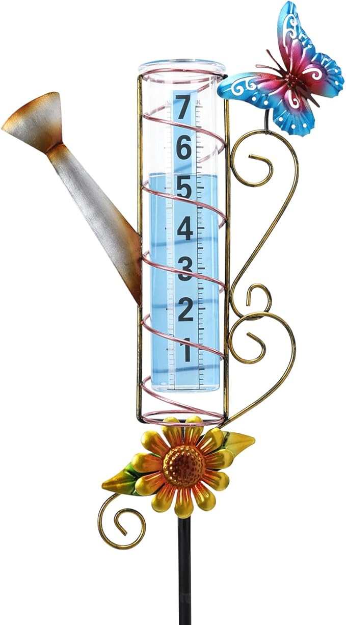 MUMTOP Rain Gauge Outdoor, 36 Inch Large Number Easy Read Water Measure Gauge for Lawn, Yard and Garden(Watering Can)