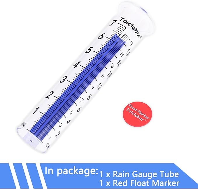 Rain Gauge Replacement Tube,Freeze Proof Tube Plastic with Red Float Marker,Dual Scale,8.11 Inch Height,Model RM-T09