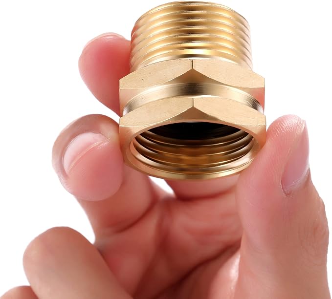2 Pack Brass Garden Hose Adapter, 3/4" GHT Female x 3/4" NPT Male Connector,GHT to NPT Adapter Brass Fitting,Brass Garden Hose to Pipe Fittings Connect