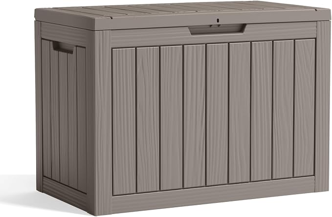 ROJIK 54 Gallon Outdoor Deck Box, Resin Waterproof Storage Box, weatherproof Deck Boxes Outdoor, Sturdy Deck Box for Furniture Cushions & Gardening Tools (Grey)