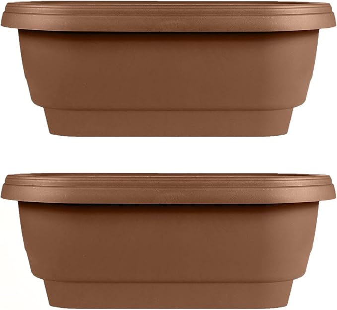 Bloem Deck Rail Planter, Balcony, Deck Balcony Rail Planter 24" Chocolate Brown 2-Pack
