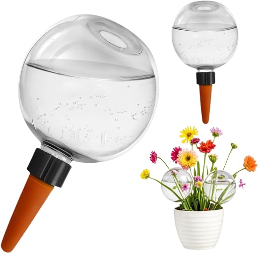 2 Pack Self Watering Globes for Indoor & Outdoor Plants – 17oz Automatic Water Bulbs for Indoor Plants–Slow Release Control Water Dripper for Plants – Plant Watering Devices While Away