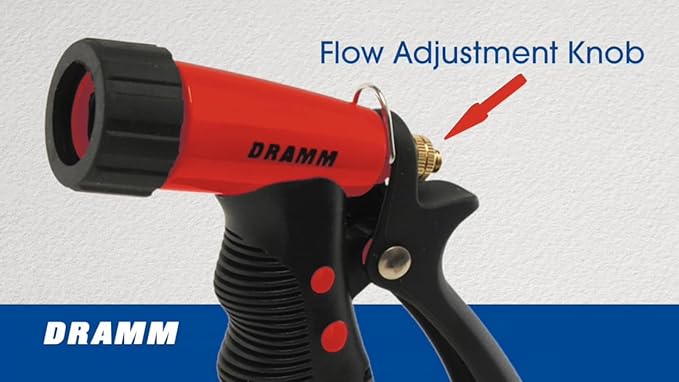 Dramm ColorStorm Premium Pistol Spray Nozzle – Heavy-Duty Adjustable Garden Hose Sprayer with Ergonomic Grip & Variable Water Patterns for Garden, Car, Deck, and Outdoor Cleaning – Red