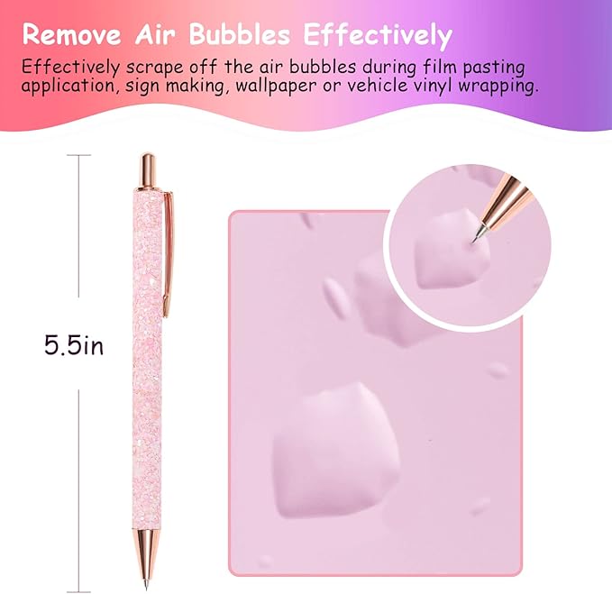 TECKWRAP Air Release Weeding Tool Pin Pen Vinyl Installation Weeding Tool for Vinyl DIY Craft Project (Glitter Pink)