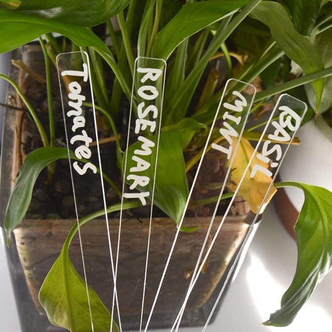 Garneck 2sets Plant Tags and Labels Acrylic Plant Markers Easy to Use Garden Stake Tags Long Lasting for Gardeners 24pcs*2