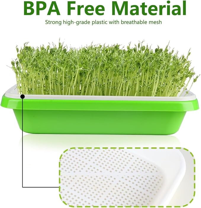 Seed Sprouting Tray, 5 Packs Microgreens Growing Trays Big Capacity Sprouts Growing Kit Soil-Free Sprouter Tray for Sprouting Seeds, Beans, Wheatgrass (with Lids)