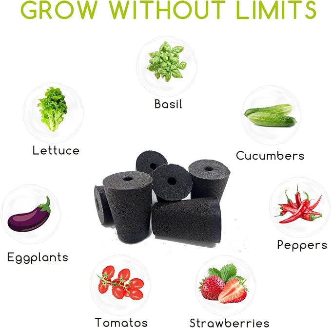Grow Sponges 20 Pack, 1.5”W*2.16”H Seed Starting Pods Replacement Plugs Hydroponic Growing Medium Fit for 2" Net Cup Systems, Plant Growing Nursery Trays, Tower Garden, Deep Grow Baskets