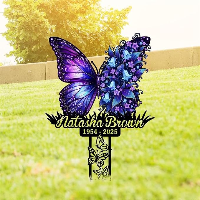 Personalized Butterfly Metal Stake – Custom Butterfly Yard Sign, Gift for Garden Lovers, Metal Sign, Garden Decor