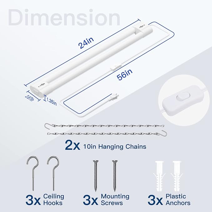 BBOUNDER 2FT LED Shop Light Fixture, Super Bright 2200LM, Cool Daylight White 6500K, Ceiling or Hanging Mount, Durable Garage Shop Lighting for Warehouse, Workbench, Basement, and Business Use, White