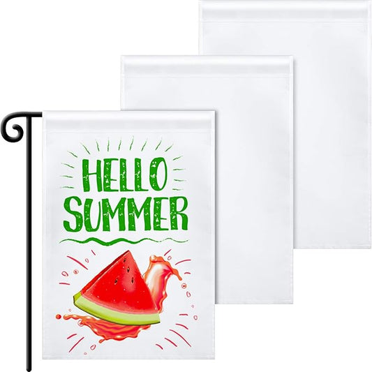 Sublimation Garden Flag Blank Bulk 12x18inch Sublimation Banner Blank Polyester Flags DIY Canvas Sign for Garden Lawn and Yard Courtyard Outside Decoration(3 Pieces)