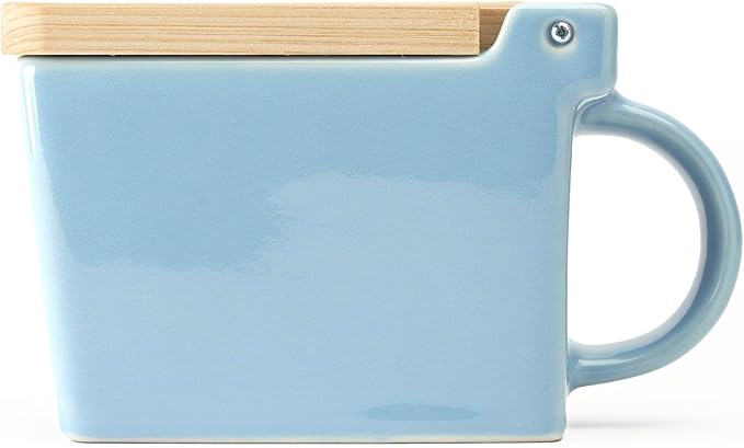 ZERO JAPAN Bee House Premium Salt Box with Hinoki Lid - Container for Sea Salt and Spices - Elegant Cellar for Kitchen Countertop - Ocean Blue, 16 oz