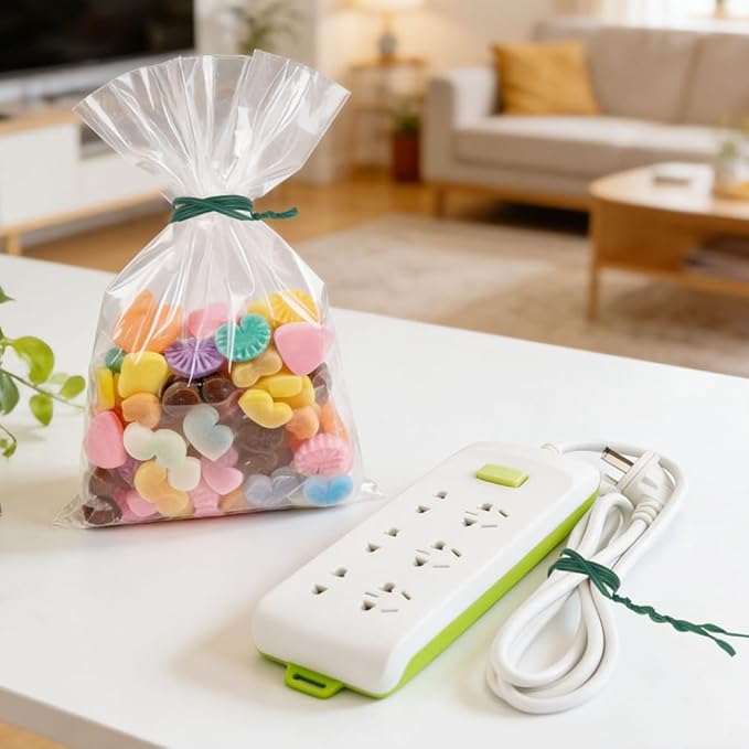 200 PCS Twist Ties for Plants, 7.8 Inch Garden Twist Ties Reusable Green Cable Tie with Rugged Metal Innercores for Bread Cake Pop Candy Bags Cable Organization Christmas Tree Gardening Decor