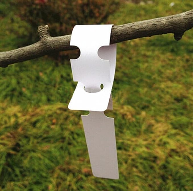 KINGLAKE 200 Pcs White Plastic Plant Tree Tags Nursery Garden Lables 2x20cm Wrap Around Hanging Tags Nursery Garden Stakes Large Writing Surface