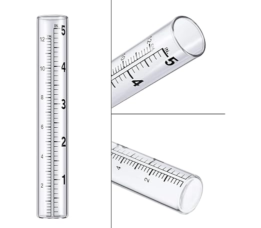 dgudgu 6 Packs of 5" Capacity Rain Gauge Plastic Replacement Tubes for Yard Garden Outdoor Home, Rain Gauge Outdoor, Rain Guage New