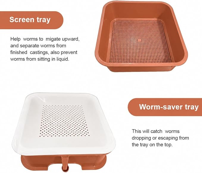 Original Vermihut ® Plus 5 – Tray Worm Composter -Sustainable Design for Both Indoor & Outdoor, Worm Compost Bin for Vermicomposting Starter, Recycling Food Wastes to Save Our Planet-Terracotta