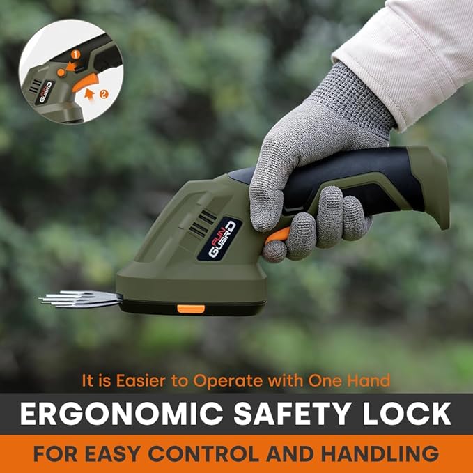 2-in-1 Cordless Hedge Trimmer & Grass Shear, Handheld Electric Shrub Trimmer with Rechargeable Battery and Type-C Cable for Garden, Yard and Lawn