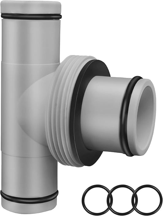 Pool Hose Connector for Leak-Proof Dual Seal and Stable Water Flow, 1.5" to 1.25" T-Joint Pool Hose Adapter for Pool Parts and Accessories Replacement, Easy No-Tool Install for Above Ground Pools