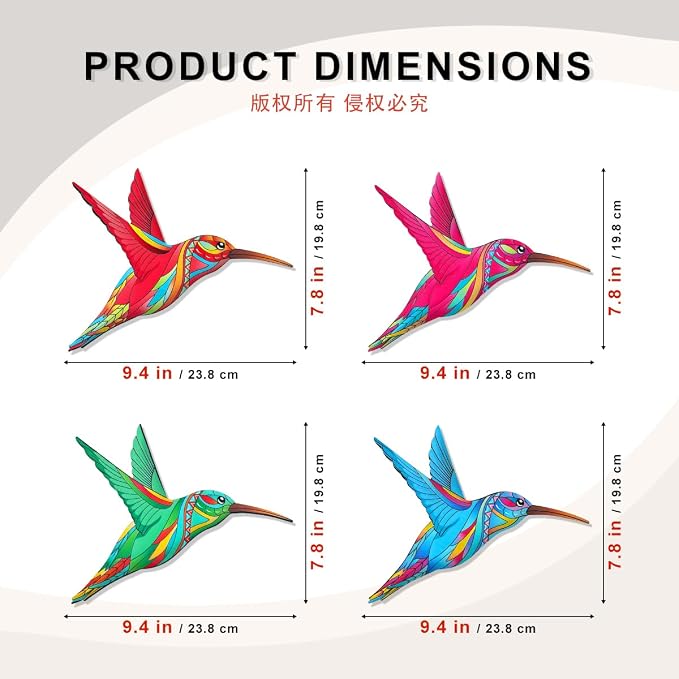 VOKPROOF Metal Hummingbird Wall Decor,Outdoor Fence Art Decoration,Hanging Decorations for Garden,Yard,Patio Balcony,Great Gifts for Family Friends