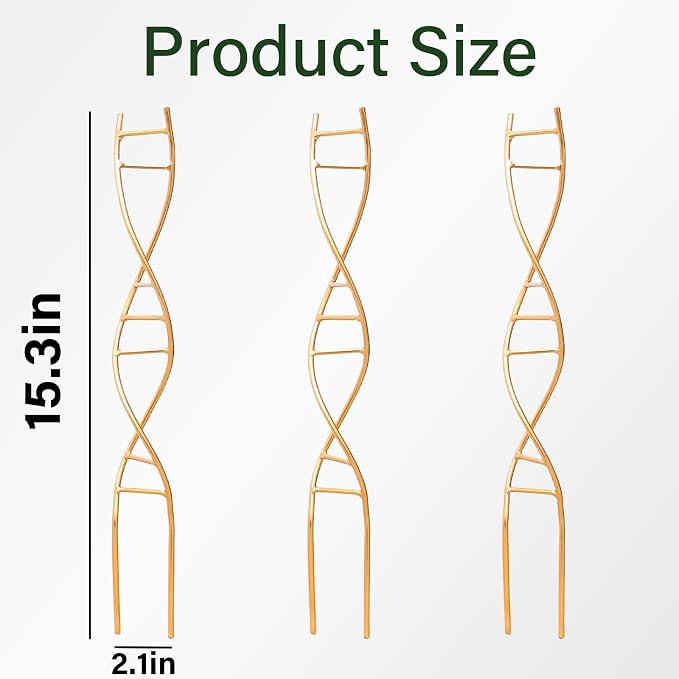 Yohsnor 3PCS DNA Plant Trellis Indoor and Outdoor - Lightweight Metal Trellis for Potted Plants, Hoya & Pothos Climbing Support, Artistic Geometric Design, Durable & Easy Installation