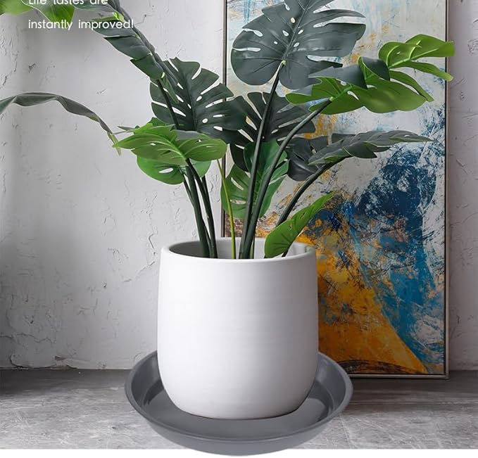 VUWEZ 6 Pack of 22 inch Plant Saucer, Plant Tray 22 Inch Round, Plant Saucers for Indoors, Plant Trays for Pots, Flower Pot Saucers, Pot Saucers for Planter 17-23" (22", Gray)