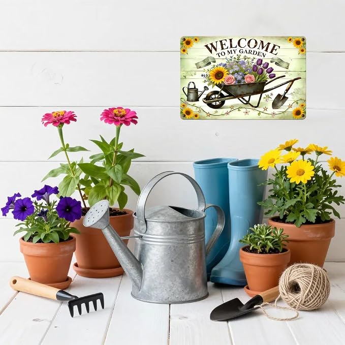 Funny Garden Signs, Vintage Garden Gift, Garden Decor for Outside, Welcome to My Garden Sign, Weatherproof Aluminum Outdoor Decor for Patio Yard Greenhouse Home, Wall Decor 8x12 Inch