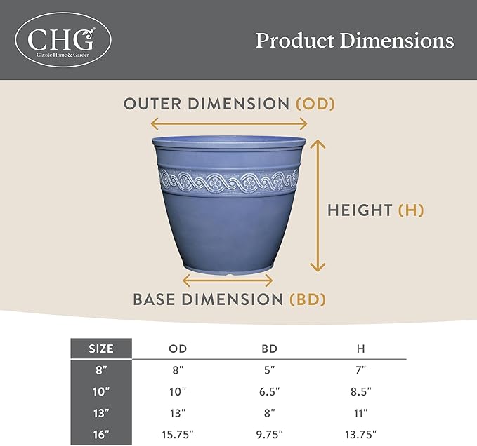 Classic Home and Garden by Growscape Corinthian Planter Pot(10" Storm Gray)