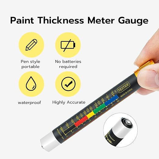 Mcbazel Paint Thickness Tester Meter Gauge, Magnetic Car Paint Coating Tester, Car Body Damage Detector, Waterproof Crash Test Check Tool for Used Car Inspection