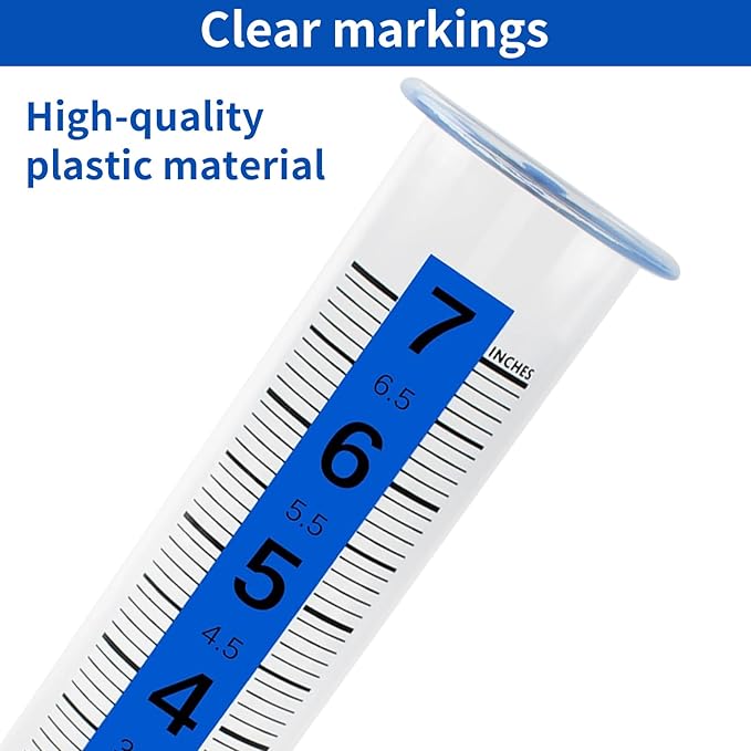 TBWHL Plastic Rain Gauge Replacement Tube 7" Easy to Read Freeze Proof Rain Gauges Outdoors Best Rated for Garden, Yard, Patio, 8.26 x 2.26 x 1.77 inches Cold Resistance Crack Resistance for Outdoor