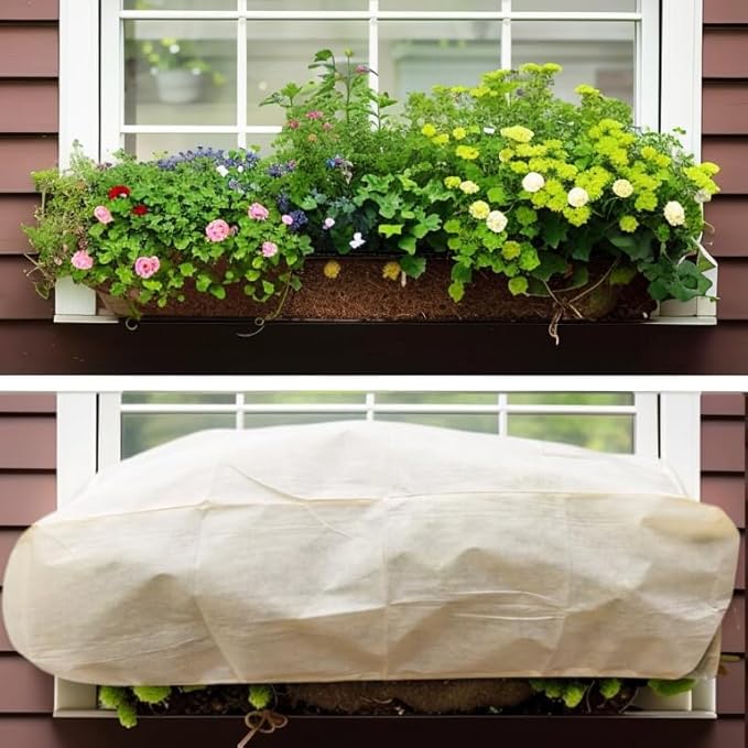 Plant Cover Freeze Protection, Winter Plant Covers, Plant Frost Cover, Tree Plant Freeze Protection Covers, Planter Plant Winter Frost Blanket with Zip Drawstring,2 Pack (68.9x17.7x15.7INCH)