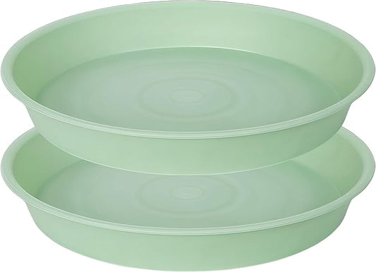 2 Pack of 16 17 inch Plant Saucer (15 inch Base), 2.3" Depth, Plant Trays for Pots, Plastic Plant Saucers for Indoors, Bird Bath Bowls, Pot Drip Trays for Planter (17", Light Green)