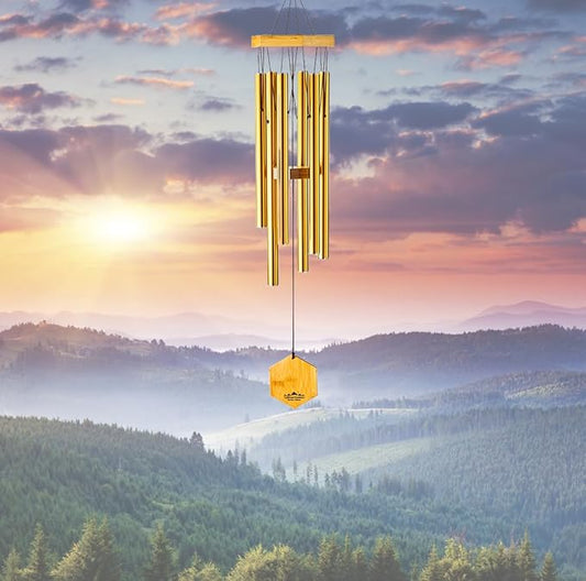 Bronze Wind Chimes for Outside, 29 Inch Hand Tuned G Major Pentatonic Wind Chime, Memorial Sympathy Gift for Loss of Loved One, Deep Tone Aluminum Bamboo Garden Patio Porch Decor