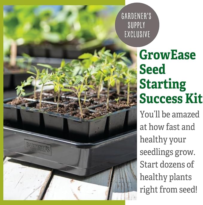 Gardener's Supply Company GrowEase Self Watering Seed Starting Kit | 24- Cell, Holds 3 Quarts of Soil | Capillary Mat, Cover and Water Reservoir Included, 100% Recycled Plastic