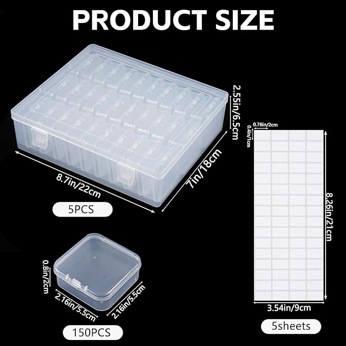 Bead Organizer Box 150Pcs Small Clear Plastic Bead Storage with Labels, Mini Craft Storage Containers with Hinged Lid for Jewelry Making, Beads, Nail DIY, Screws, Seeds Storage & Organizion