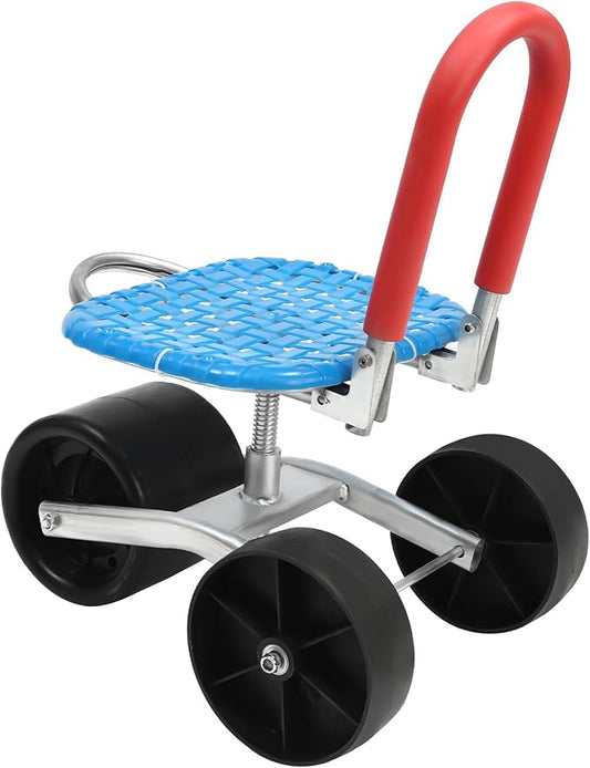 Rolling Garden Seat with Wheels,Rolling Garden Scooter, 360 Swivel Seat, Adjustable Seat Height,Use for Patio,Yard,and Outdoors