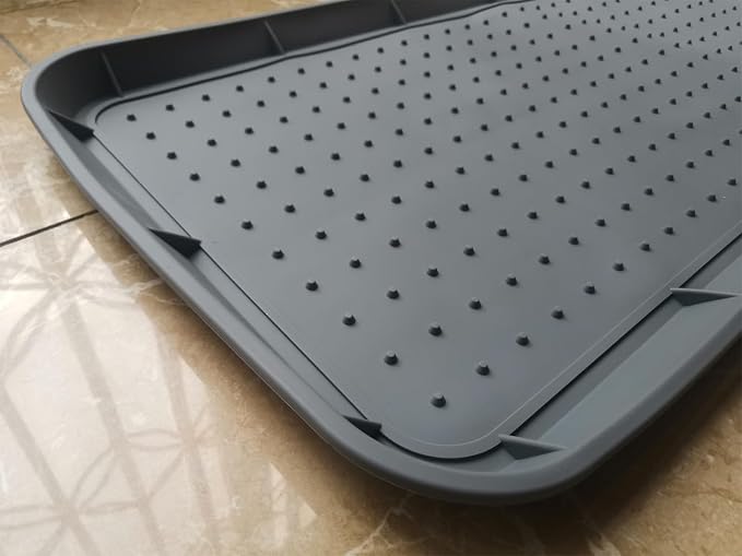 Rubber Boot Tray for Entryway,Boot Mat,Shoe Tray,Shoe Mat for Indoor and Outdoor Use (2Pcs Soft Silicone Rubber Gray, 29.5X14.9 inch)